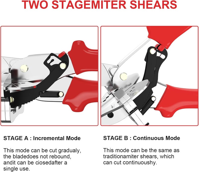 GARTOL Miter Shears 22.5°-135° Adjustable – Precision Angle Cutter for Molding, Shoe Molding, Quarter Round, PVC, Wood Trim, MDF, Heavy-Duty Multi-Angle Cutting Tool with SK5 Steel Blade & Spare Blade - Image 2